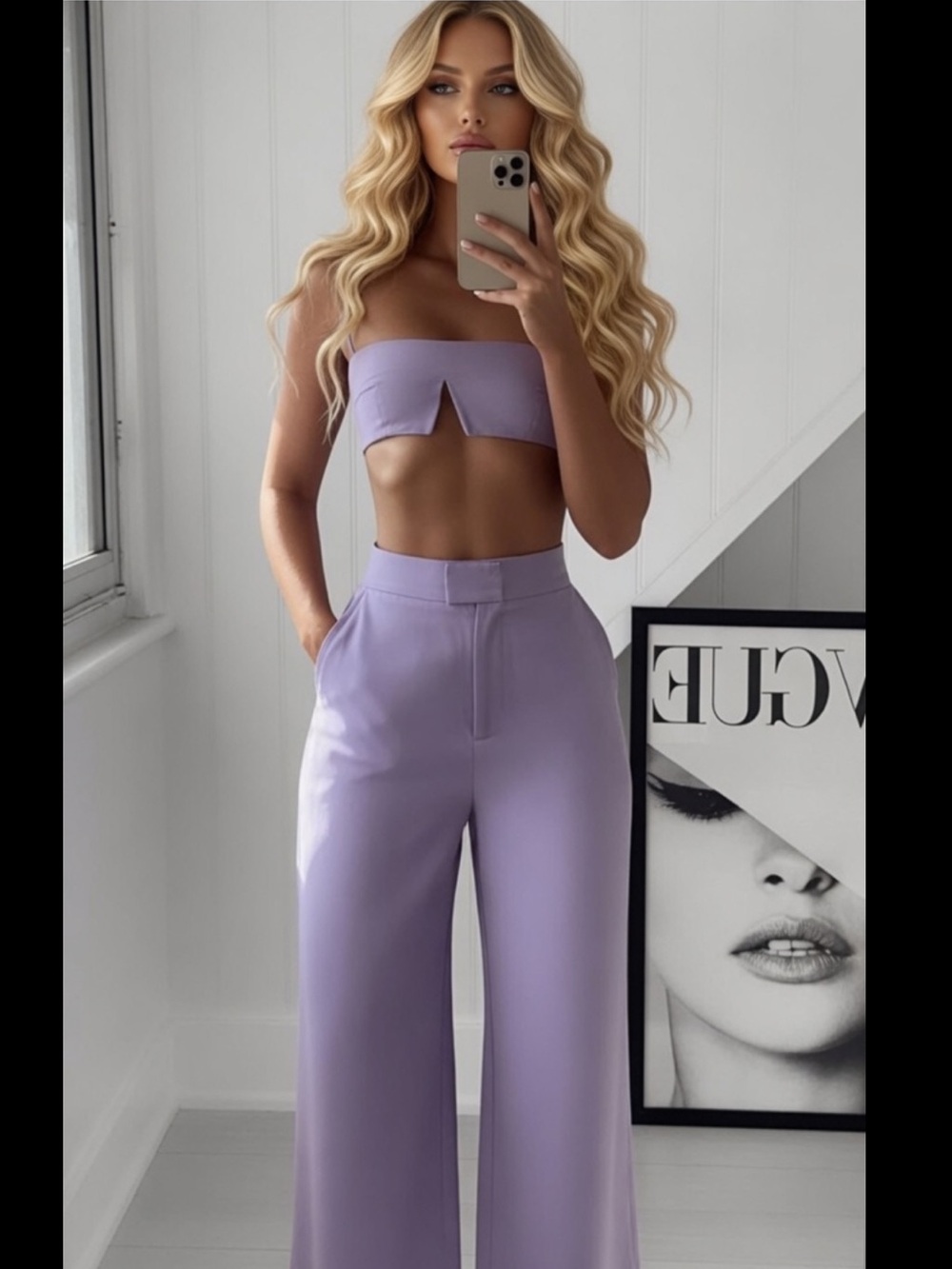 House of CB ‘LEELA’ Lavender Crop Top $169 Small